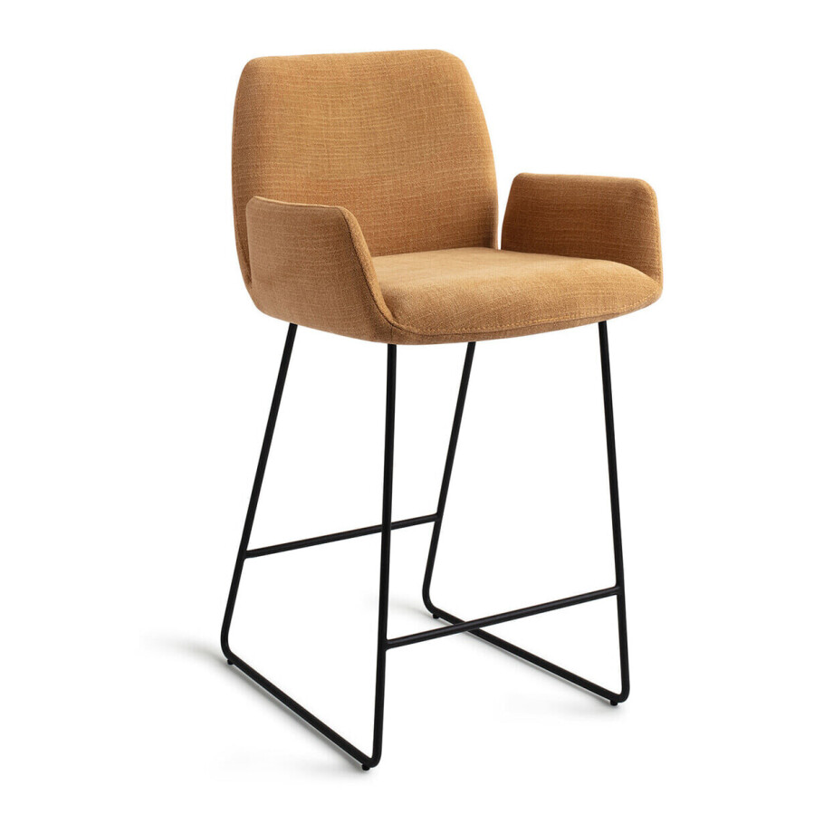 Jesper Home Barstoel 'Misaki' Slide Black, kleur Honey Harvest (zithoogte 65cm) afbeelding 1