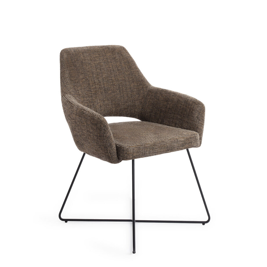 Jesper Home Eetkamerstoel 'Yanai' Cross Black, kleur Checked Chestnut afbeelding 1