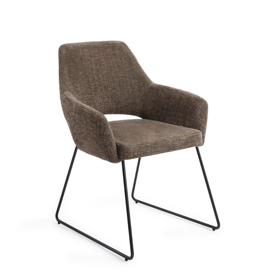 Jesper Home Eetkamerstoel 'Yanai' Slide Black, kleur Checked Chestnut Jesper Home Eetkamerstoel 'Yanai' Slide Black, kleur Checked Chestnut afbeelding 1