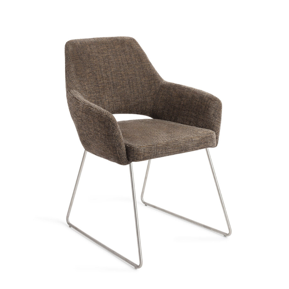 Jesper Home Eetkamerstoel 'Yanai' Slide Steel, kleur Checked Chestnut Jesper Home Eetkamerstoel 'Yanai' Slide Steel, kleur Checked Chestnut afbeelding 1