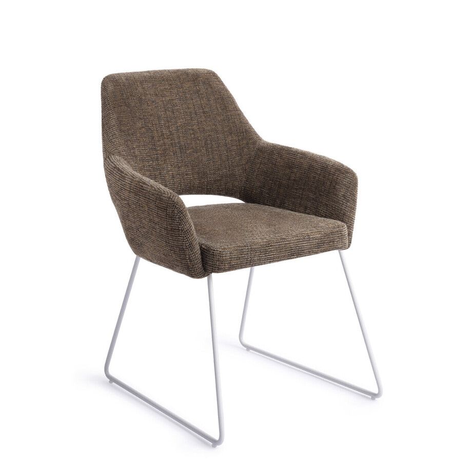 Jesper Home Eetkamerstoel 'Yanai' Slide White, kleur Checked Chestnut Jesper Home Eetkamerstoel 'Yanai' Slide White, kleur Checked Chestnut afbeelding 1