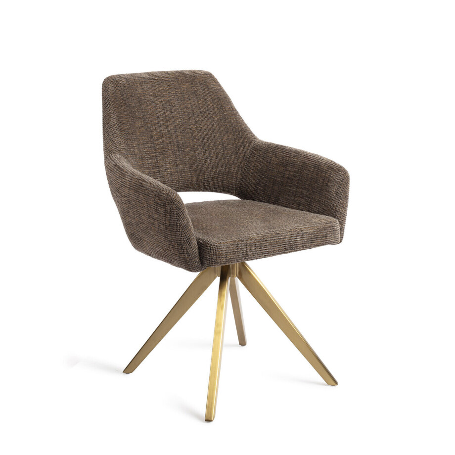 Jesper Home Eetkamerstoel 'Yanai' Turn Gold, kleur Checked Chestnut afbeelding 1
