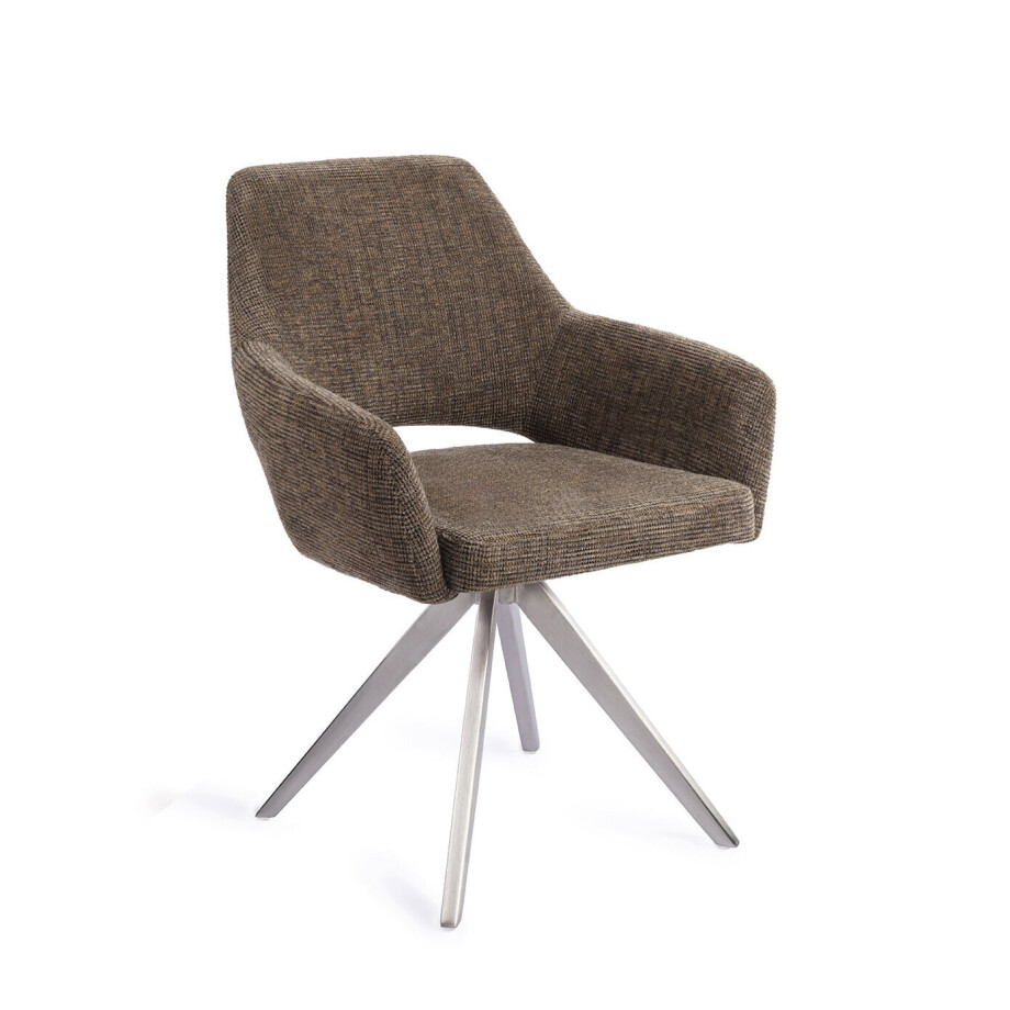 Jesper Home Eetkamerstoel 'Yanai' Turn Steel, kleur Checked Chestnut Jesper Home Eetkamerstoel 'Yanai' Turn Steel, kleur Checked Chestnut afbeelding 1