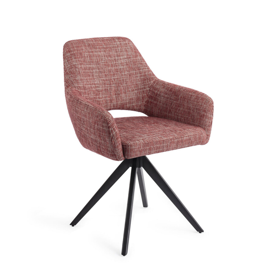 Jesper Home Draaibare Eetkamerstoel 'Yanai' Turn Black, kleur Berry Bars Jesper Home Draaibare Eetkamerstoel 'Yanai' Turn Black, kleur Berry Bars afbeelding 1