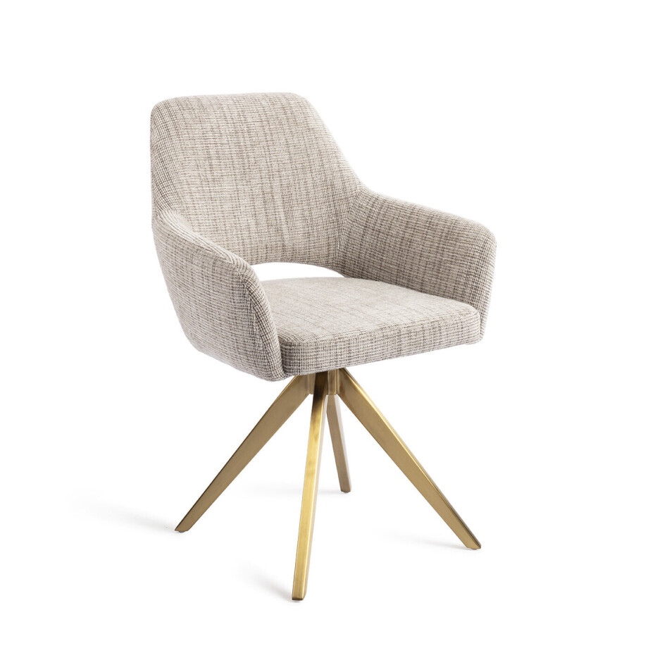 Jesper Home Draaibare Eetkamerstoel 'Yanai' Turn Gold, kleur Caramel Grid Jesper Home Draaibare Eetkamerstoel 'Yanai' Turn Gold, kleur Caramel Grid afbeelding 1