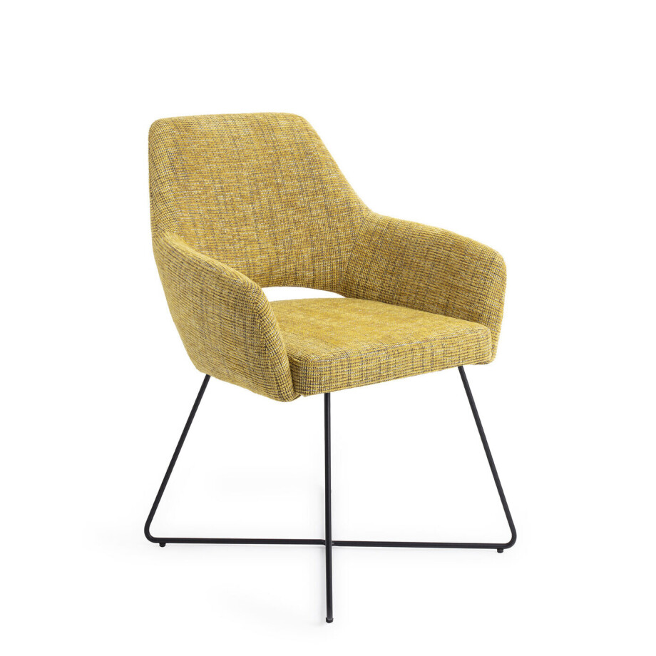 Jesper Home Eetkamerstoel 'Yanai' Cross Black, kleur Lemon Lines afbeelding 1