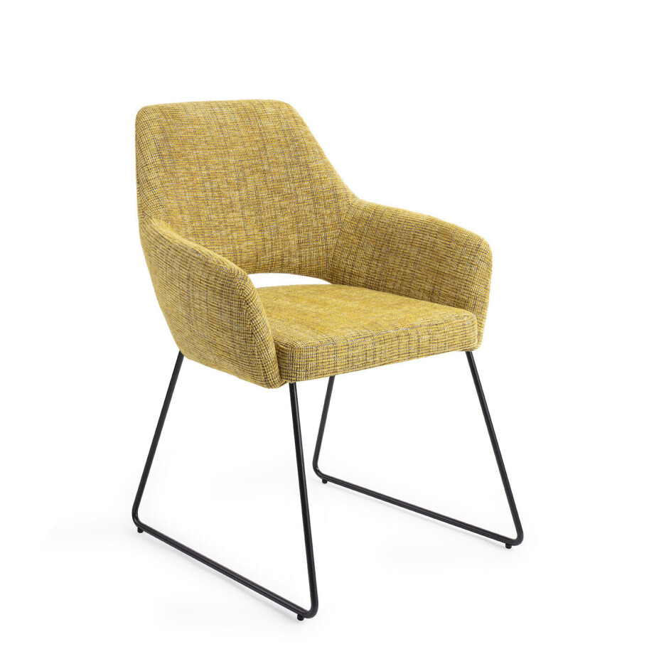 Jesper Home Eetkamerstoel 'Yanai' Slide Black, kleur Lemon Lines Jesper Home Eetkamerstoel 'Yanai' Slide Black, kleur Lemon Lines afbeelding 1