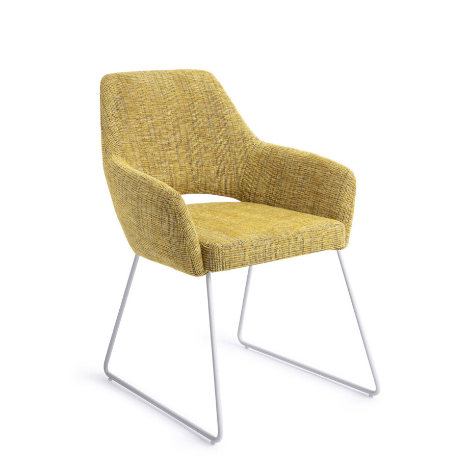 Jesper Home Eetkamerstoel 'Yanai' Slide White, kleur Lemon Lines afbeelding 1