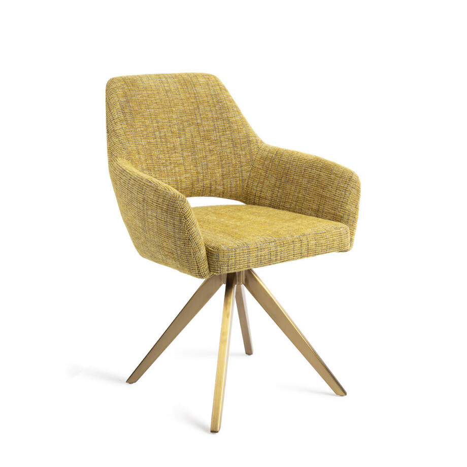 Jesper Home Eetkamerstoel 'Yanai' Turn Gold, kleur Lemon Lines afbeelding 1