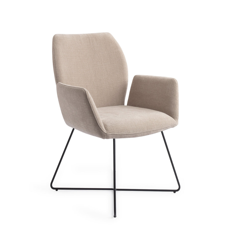 Jesper Home Eetkamerstoel 'Misaki' Cross Black, kleur Sand Strand afbeelding 1
