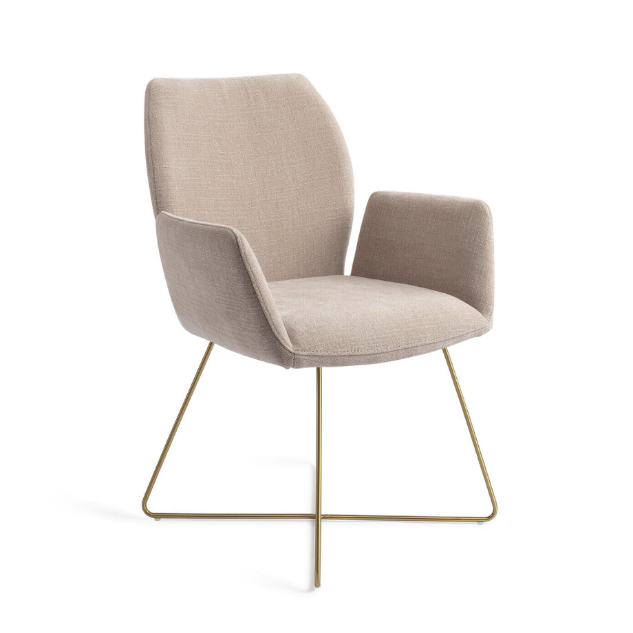 Jesper Home Eetkamerstoel 'Misaki' Cross Gold, kleur Sand Strand Jesper Home Eetkamerstoel 'Misaki' Cross Gold, kleur Sand Strand afbeelding 1