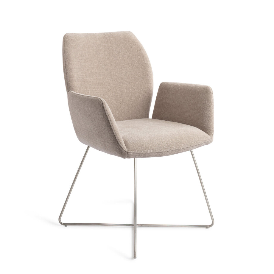 Jesper Home Eetkamerstoel 'Misaki' Cross Steel, kleur Sand Strand afbeelding 1