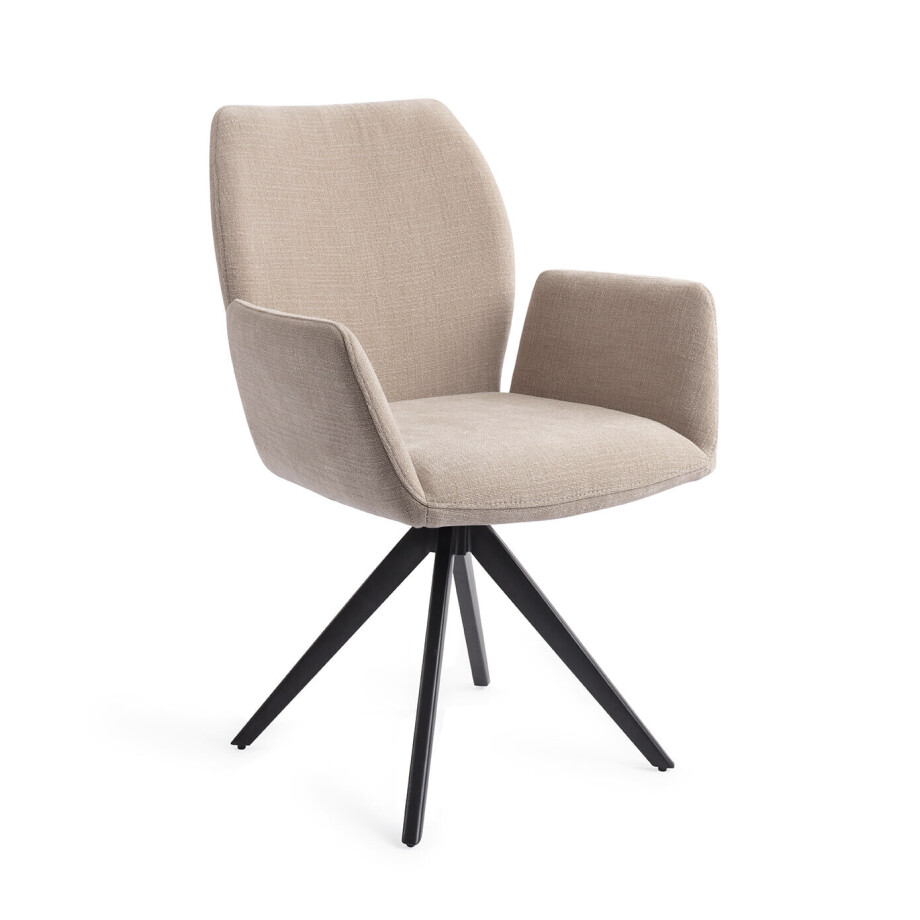 Jesper Home Draaibare Eetkamerstoel 'Misaki' Turn Black, kleur Sand Strand Jesper Home Draaibare Eetkamerstoel 'Misaki' Turn Black, kleur Sand Strand afbeelding 1