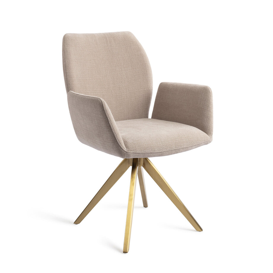 Jesper Home Draaibare Eetkamerstoel 'Misaki' Turn Gold, kleur Sand Strand Jesper Home Draaibare Eetkamerstoel 'Misaki' Turn Gold, kleur Sand Strand afbeelding 1