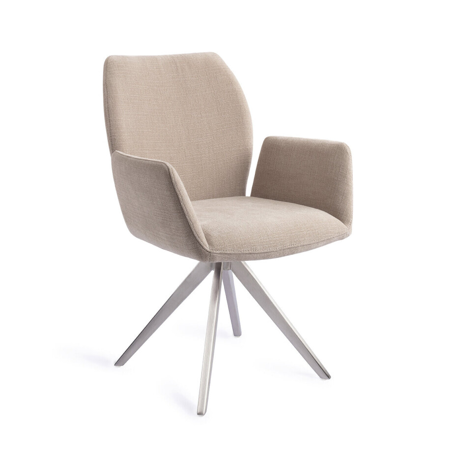 Jesper Home Draaibare Eetkamerstoel 'Misaki' Turn Steel, kleur Sand Strand Jesper Home Draaibare Eetkamerstoel 'Misaki' Turn Steel, kleur Sand Strand afbeelding 1