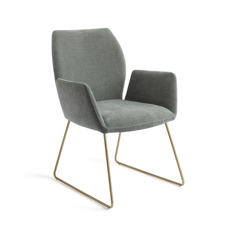 Jesper Home Eetkamerstoel 'Misaki' Slide Gold, kleur Breezy Blue afbeelding 1