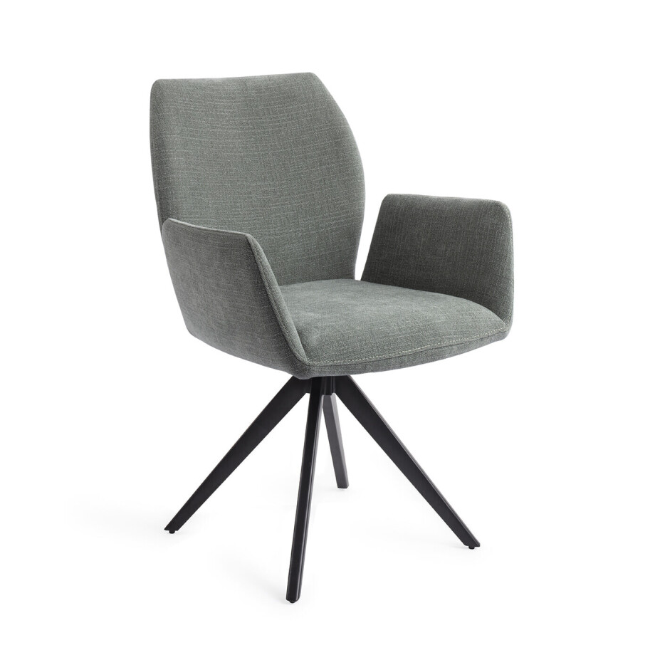 Jesper Home Draaibare Eetkamerstoel 'Misaki' Turn Black, kleur Breezy Blue Jesper Home Draaibare Eetkamerstoel 'Misaki' Turn Black, kleur Breezy Blue afbeelding 1