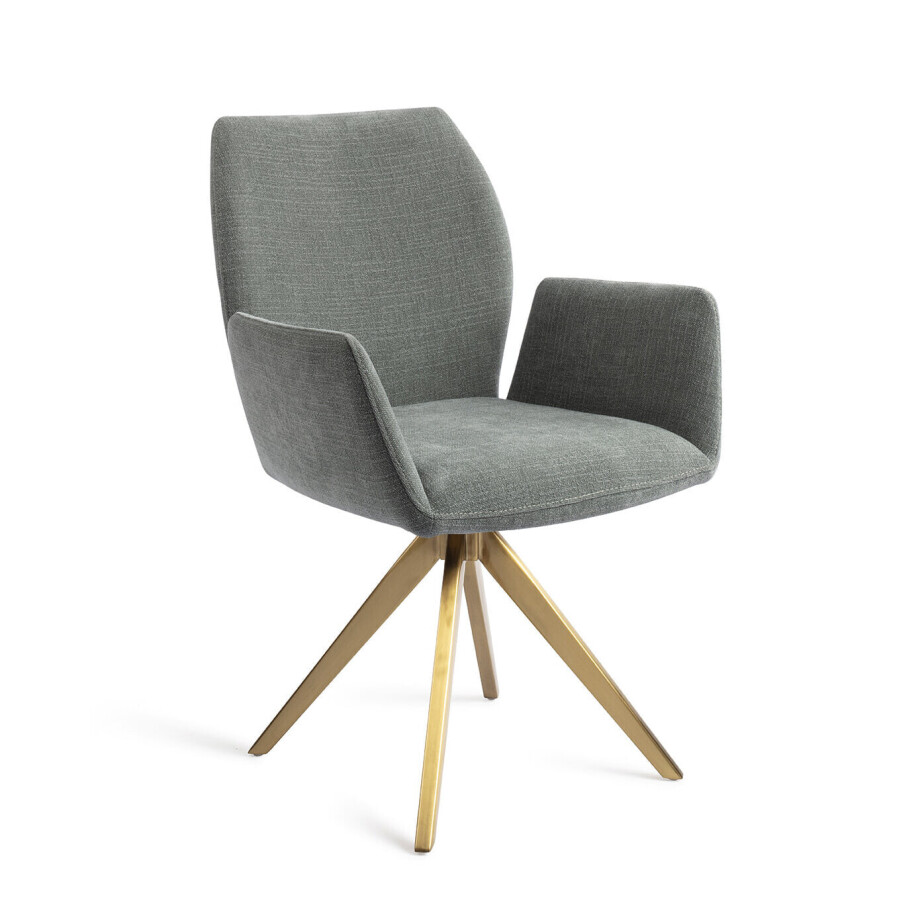 Jesper Home Draaibare Eetkamerstoel 'Misaki' Turn Gold, kleur Breezy Blue afbeelding 1