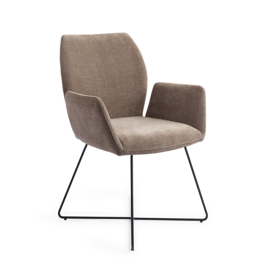 Jesper Home Eetkamerstoel 'Misaki' Cross Black, kleur Mocha Mist afbeelding 1