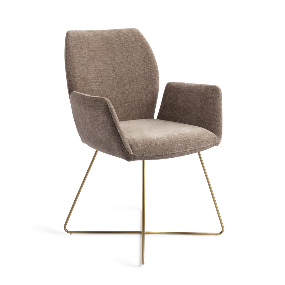 Jesper Home Eetkamerstoel 'Misaki' Cross Gold, kleur Mocha Mist afbeelding 1