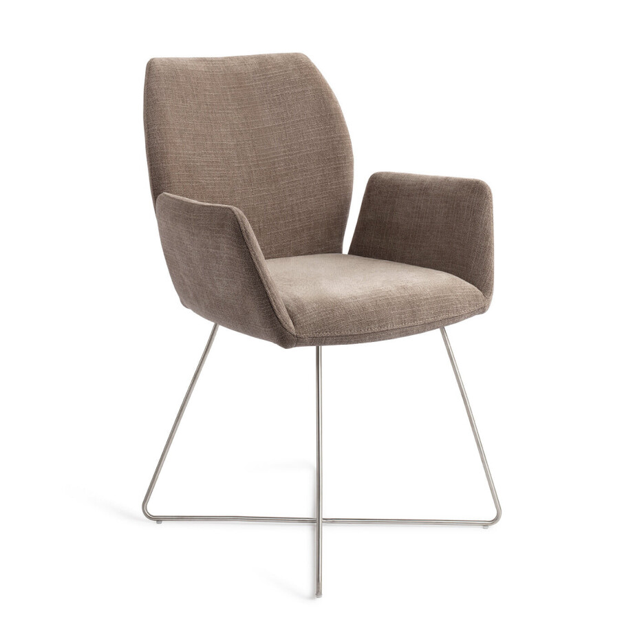 Jesper Home Eetkamerstoel 'Misaki' Cross Steel, kleur Mocha Mist Jesper Home Eetkamerstoel 'Misaki' Cross Steel, kleur Mocha Mist afbeelding 1