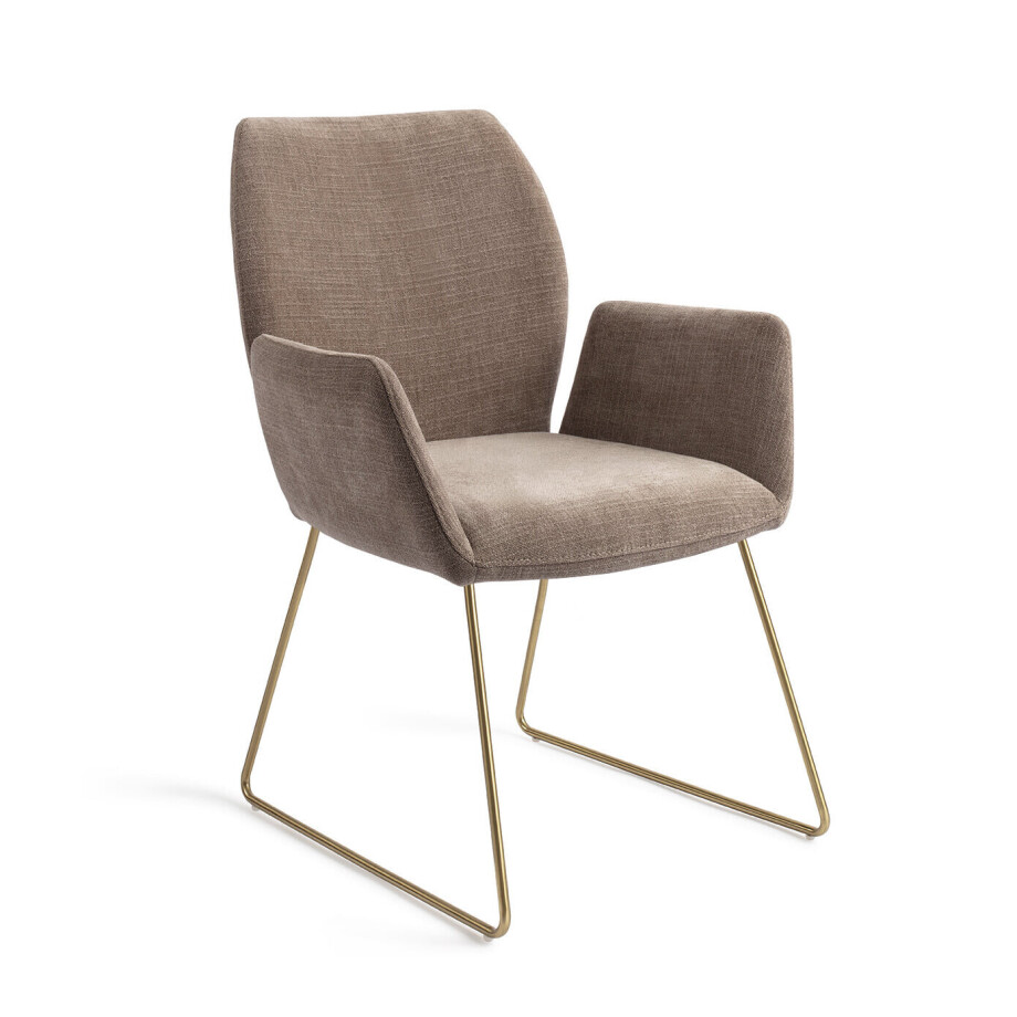 Jesper Home Eetkamerstoel 'Misaki' Slide Gold, kleur Mocha Mist Jesper Home Eetkamerstoel 'Misaki' Slide Gold, kleur Mocha Mist afbeelding 1