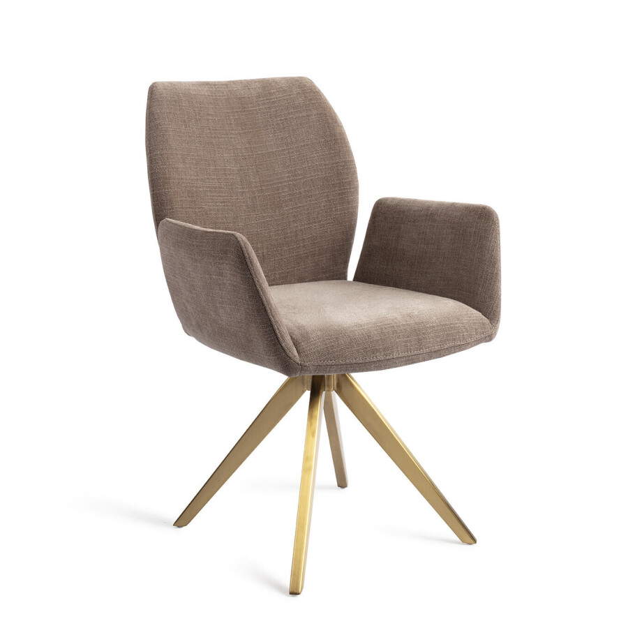 Jesper Home Draaibare Eetkamerstoel 'Misaki' Turn Gold, kleur Mocha Mist afbeelding 1