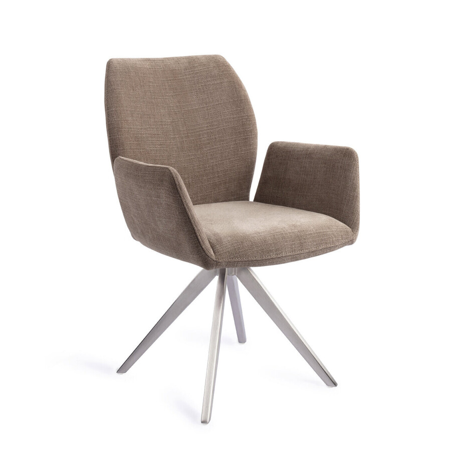 Jesper Home Draaibare Eetkamerstoel 'Misaki' Turn Steel, kleur Mocha Mist afbeelding 1