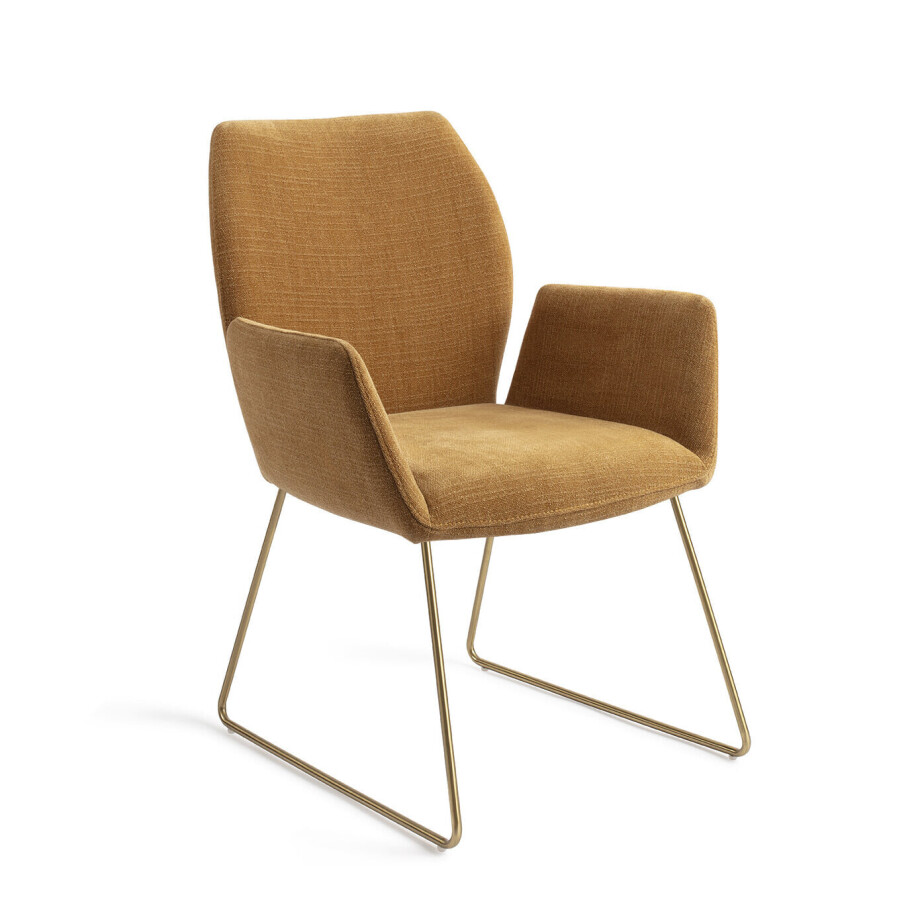 Jesper Home Eetkamerstoel 'Misaki' Slide Gold, kleur Honey Harvest Jesper Home Eetkamerstoel 'Misaki' Slide Gold, kleur Honey Harvest afbeelding 1