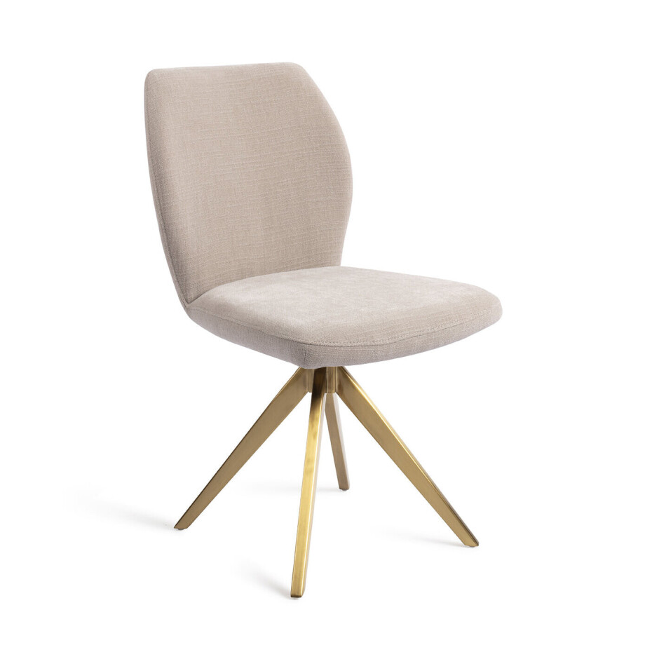 Jesper Home Draaibare Eetkamerstoel 'Ikata' Turn Gold, kleur Sand Strand Jesper Home Draaibare Eetkamerstoel 'Ikata' Turn Gold, kleur Sand Strand afbeelding 1