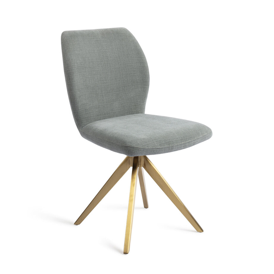 Jesper Home Draaibare Eetkamerstoel 'Ikata' Turn Gold, kleur Breezy Blue Jesper Home Draaibare Eetkamerstoel 'Ikata' Turn Gold, kleur Breezy Blue afbeelding 1