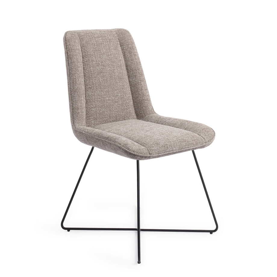 Jesper Home Eetkamerstoel 'Umedo' Cross Black, kleur Grainy Greige Jesper Home Eetkamerstoel 'Umedo' Cross Black, kleur Grainy Greige afbeelding 1