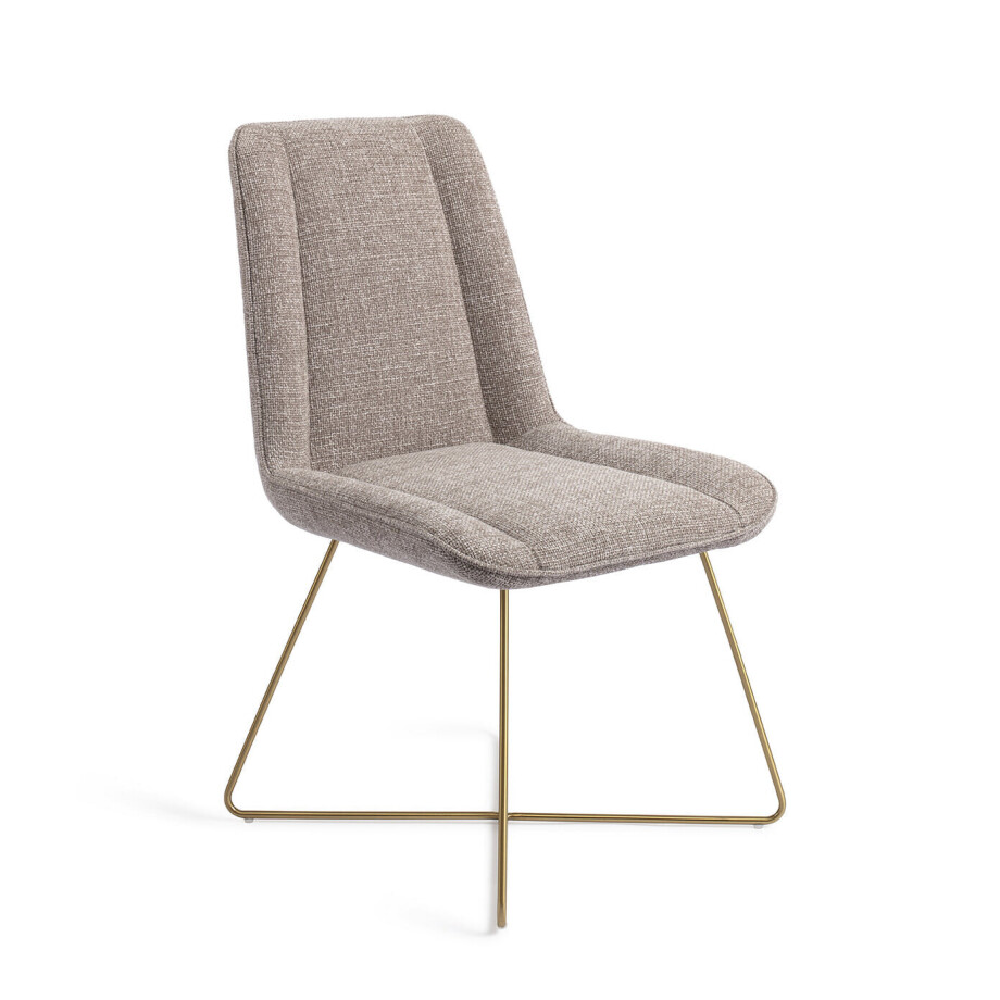 Jesper Home Eetkamerstoel 'Umedo' Cross Gold, kleur Grainy Greige afbeelding 1