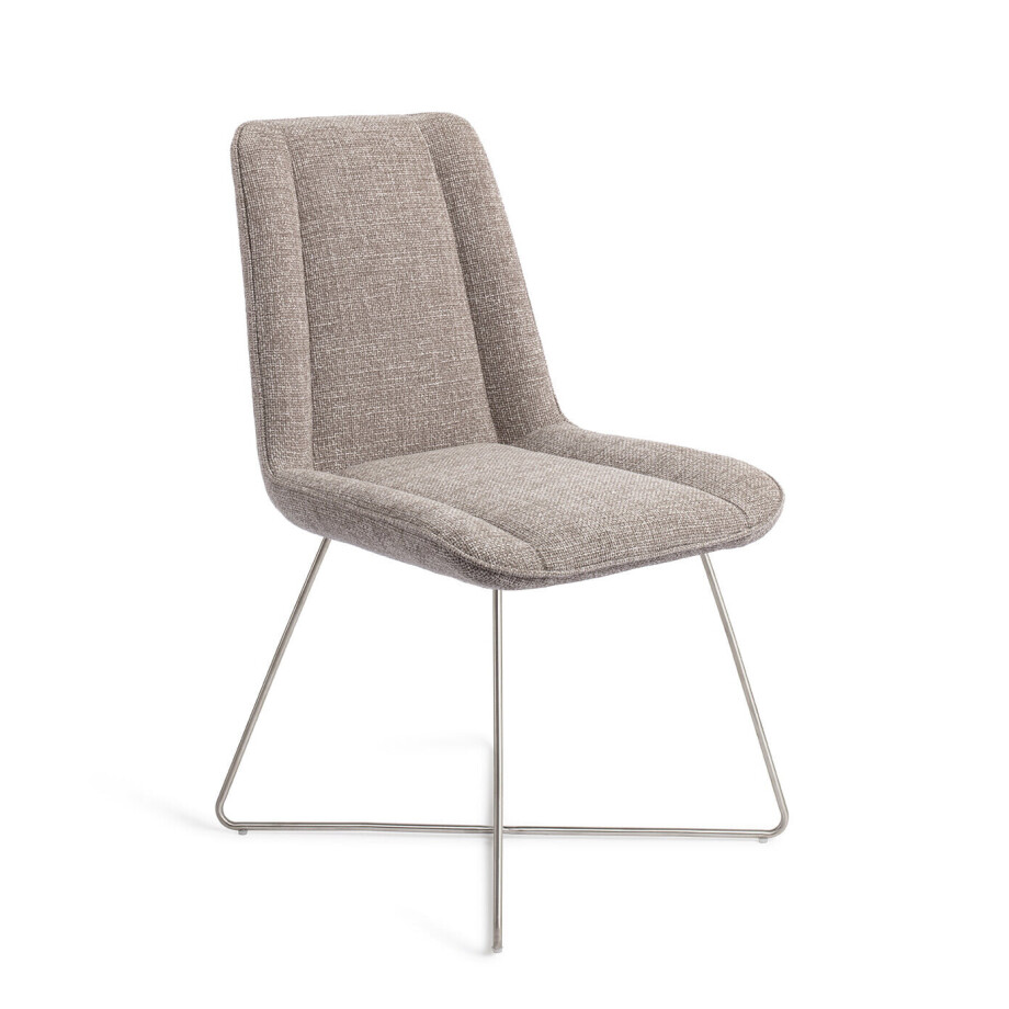 Jesper Home Eetkamerstoel 'Umedo' Cross Steel, kleur Grainy Greige Jesper Home Eetkamerstoel 'Umedo' Cross Steel, kleur Grainy Greige afbeelding 1