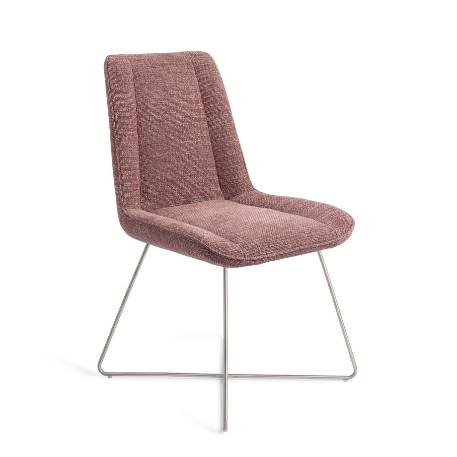Jesper Home Eetkamerstoel 'Umedo' Cross Steel, kleur Scarlet Grain afbeelding 1