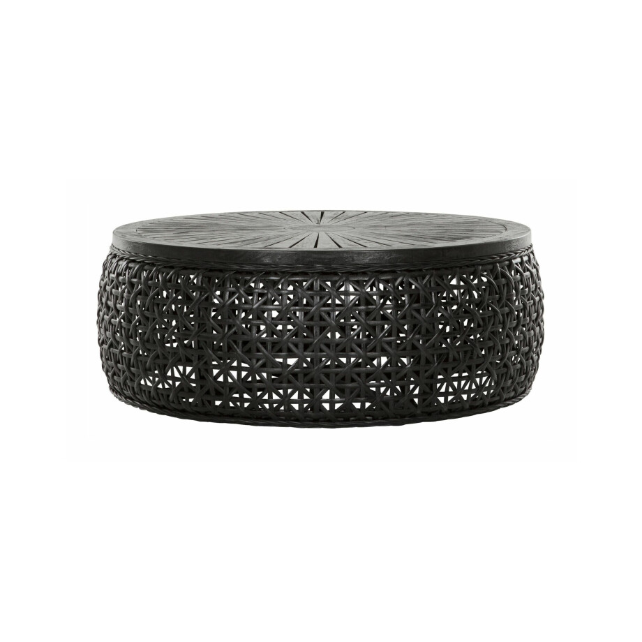 MUST Living Salontafel 'Rimini' Rotan en hout, 100cm, kleur Zwart MUST Living Salontafel 'Rimini' Rotan en hout, 100cm, kleur Zwart afbeelding 1