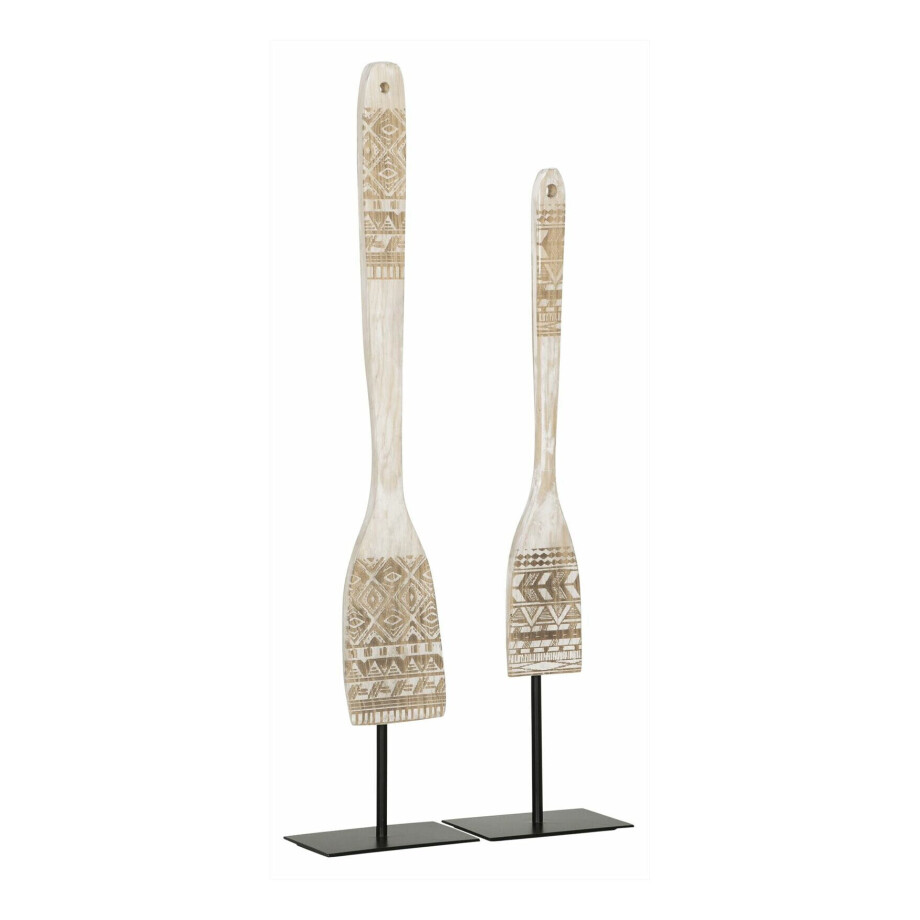 MUST Living Decoratie 'Tribal Spoon' Teakhout, Set van 2 stuks, kleur Wit afbeelding 1
