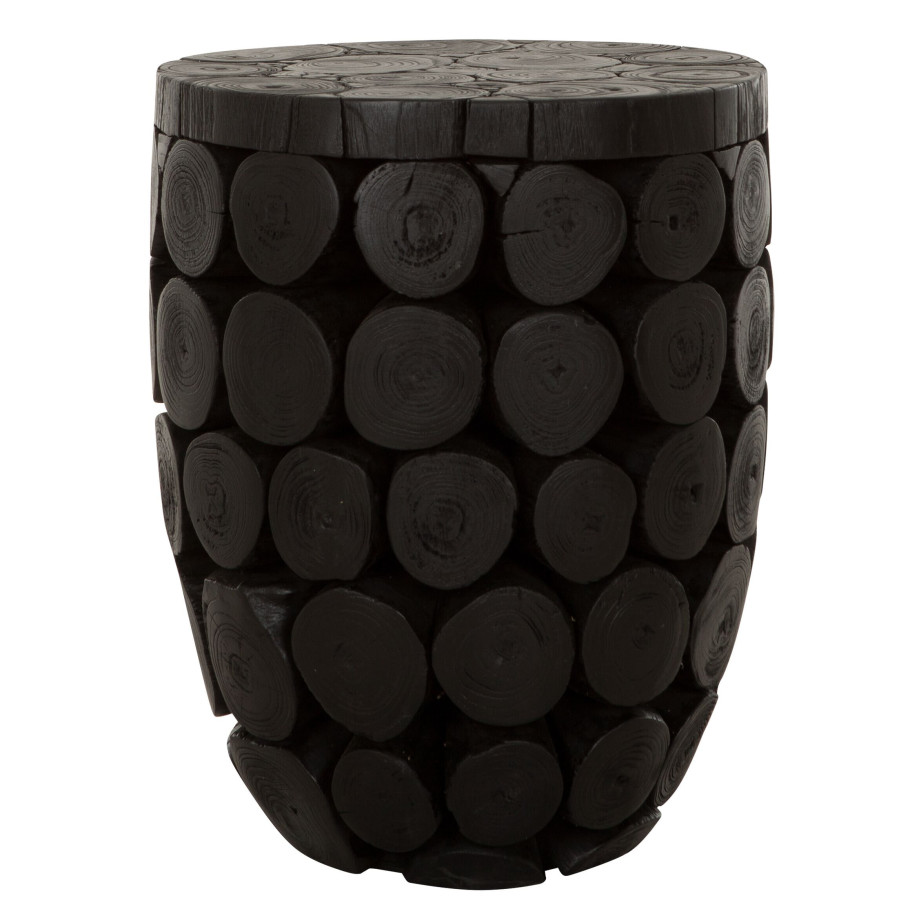 MUST Living Salontafel 'Cone' Teakhout, 36cm, kleur Zwart afbeelding 