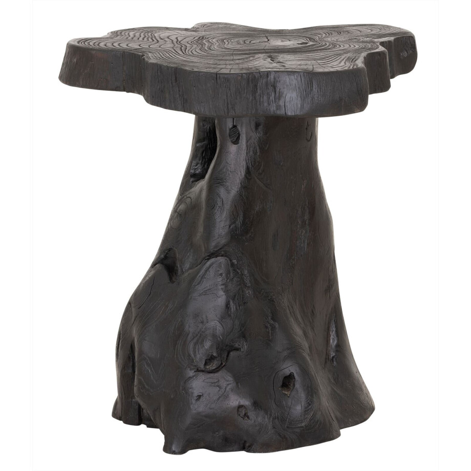 MUST Living Bijzettafel 'Mushroom' Teakhout, 40cm, kleur Zwart afbeelding 1