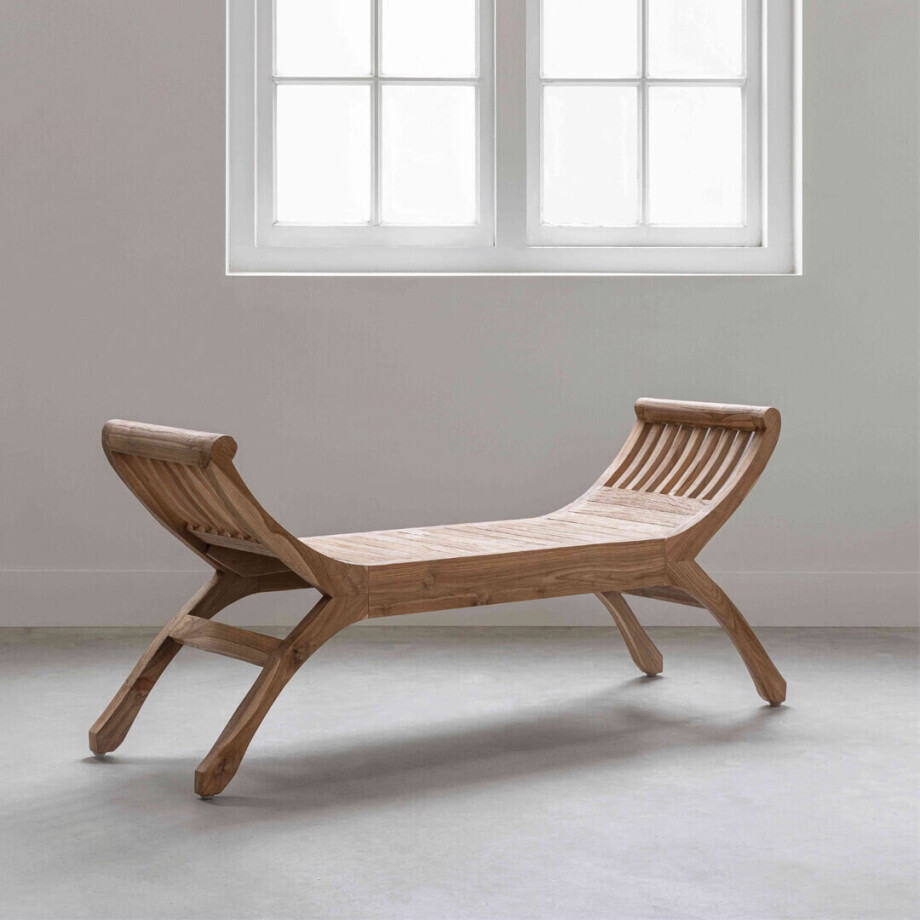 MUST Living Eetkamerbank 'Cleopatra' Teakhout, 105cm afbeelding 