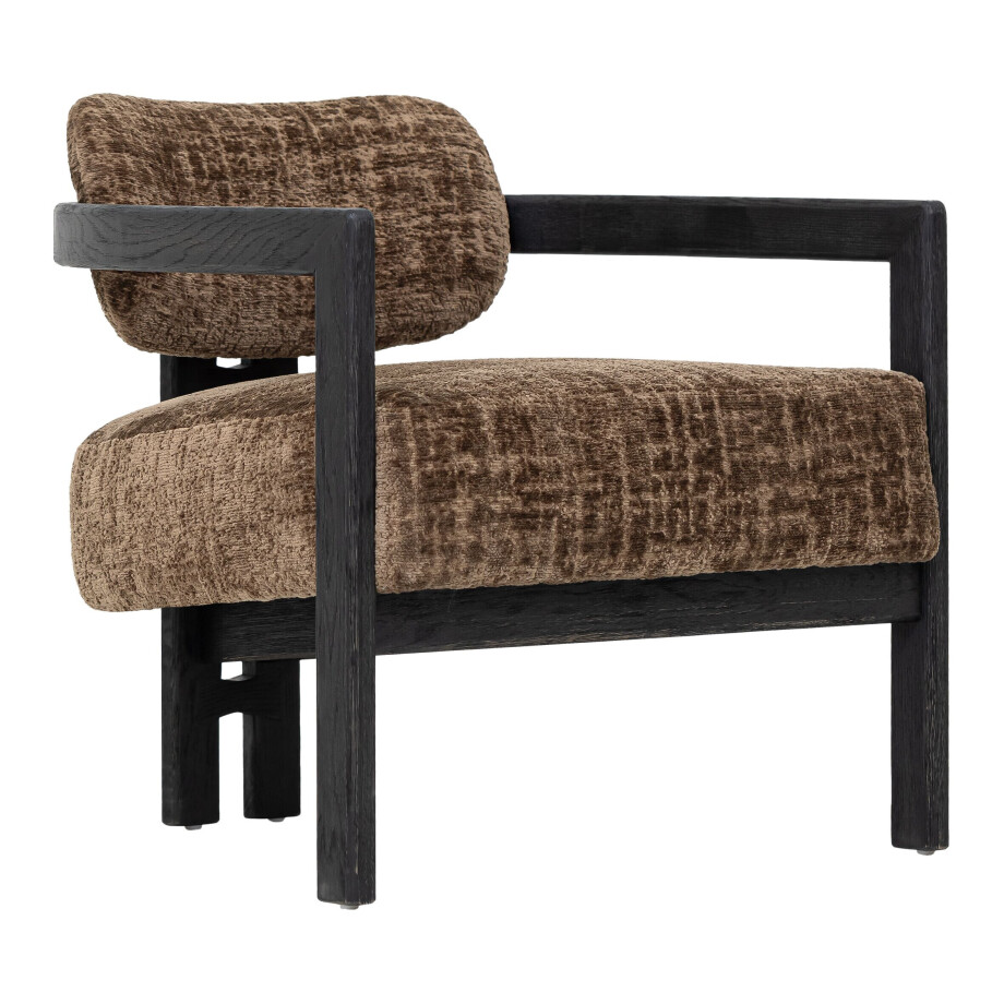 MUST Living Fauteuil 'Kelly' Chenille, kleur Bruin/Zwart afbeelding 1