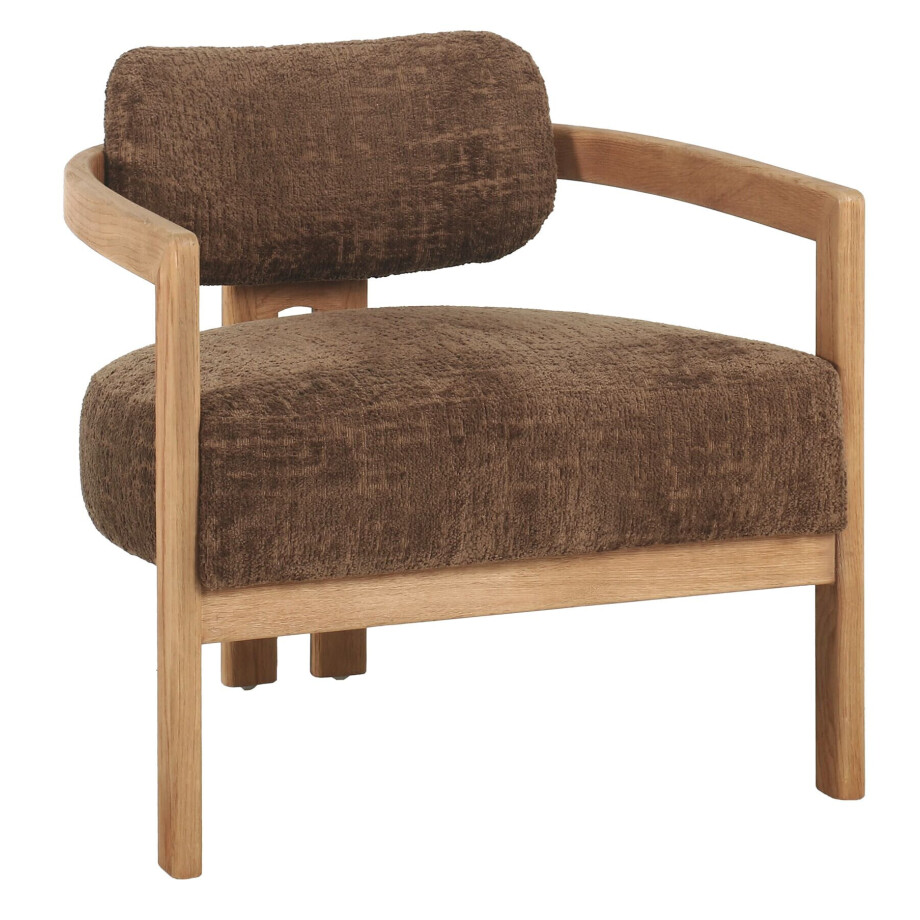 MUST Living Fauteuil 'Kelly' Chenille, kleur Bruin/Naturel MUST Living Fauteuil 'Kelly' Chenille, kleur Bruin/Naturel afbeelding 1