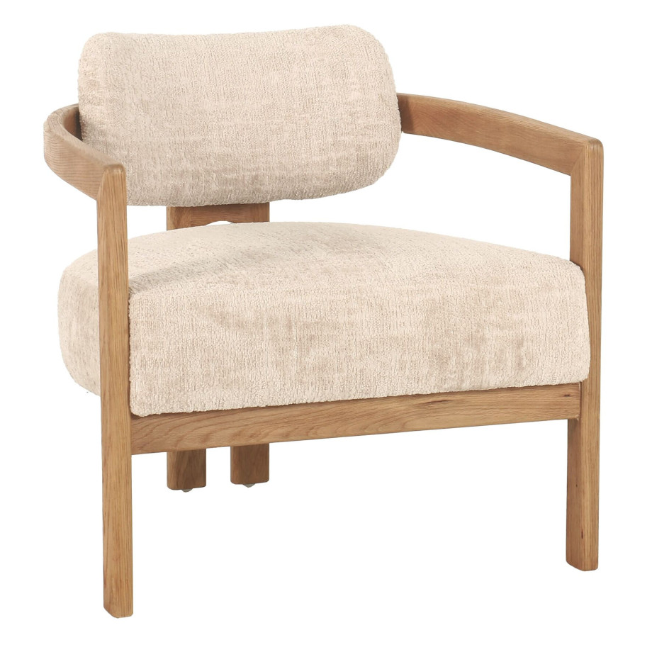 MUST Living Fauteuil 'Kelly' Chenille, kleur Beige/Naturel afbeelding 1