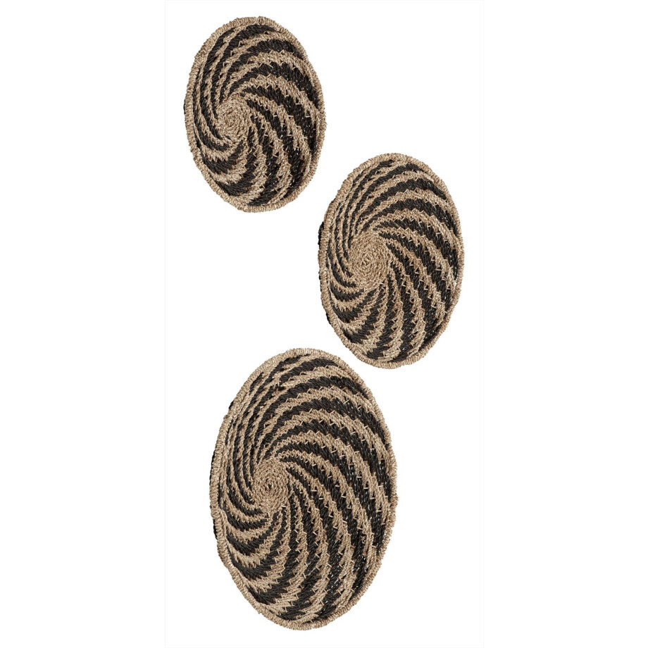 MUST Living Wanddecoratie 'Whirl' Zeegras, Set van 3 stuks, kleur Naturel / Zwart MUST Living Wanddecoratie 'Whirl' Zeegras, Set van 3 stuks, kleur Naturel / Zwart afbeelding 1