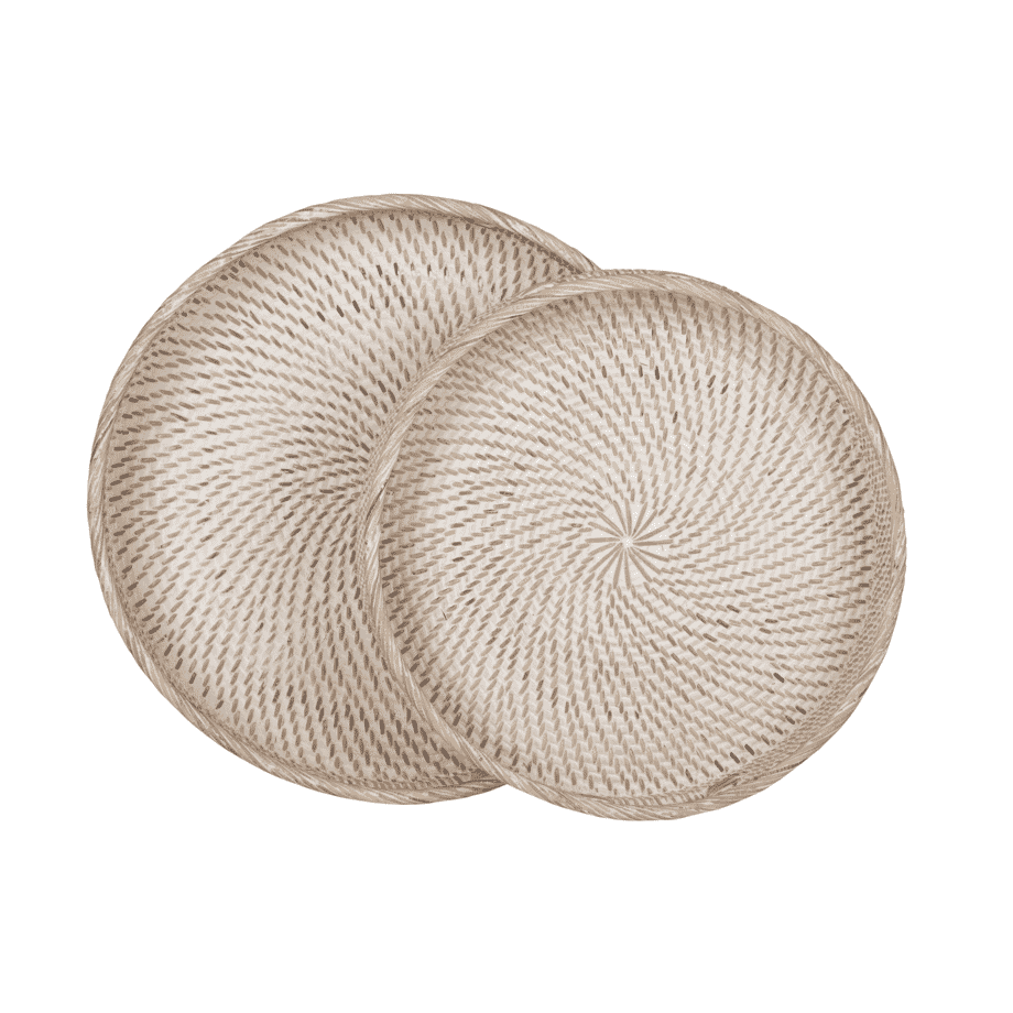 MUST Living Dienblad 'Saint Barths' Rond, Rotan, Set van 2 stuks MUST Living Dienblad 'Saint Barths' Rond, Rotan, Set van 2 stuks afbeelding 1
