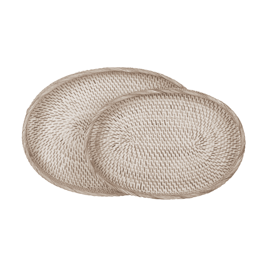 MUST Living Dienblad 'Saint Barths' Ovaal, Rotan, Set van 2 stuks MUST Living Dienblad 'Saint Barths' Ovaal, Rotan, Set van 2 stuks afbeelding 1
