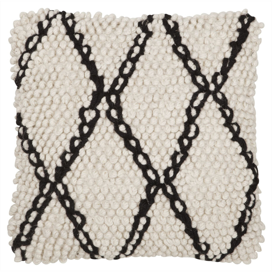 MUST Living Kussen 'Princess' 45 x 45cm, kleur Wit / Zwart MUST Living Kussen 'Princess' 45 x 45cm, kleur Wit / Zwart afbeelding 1