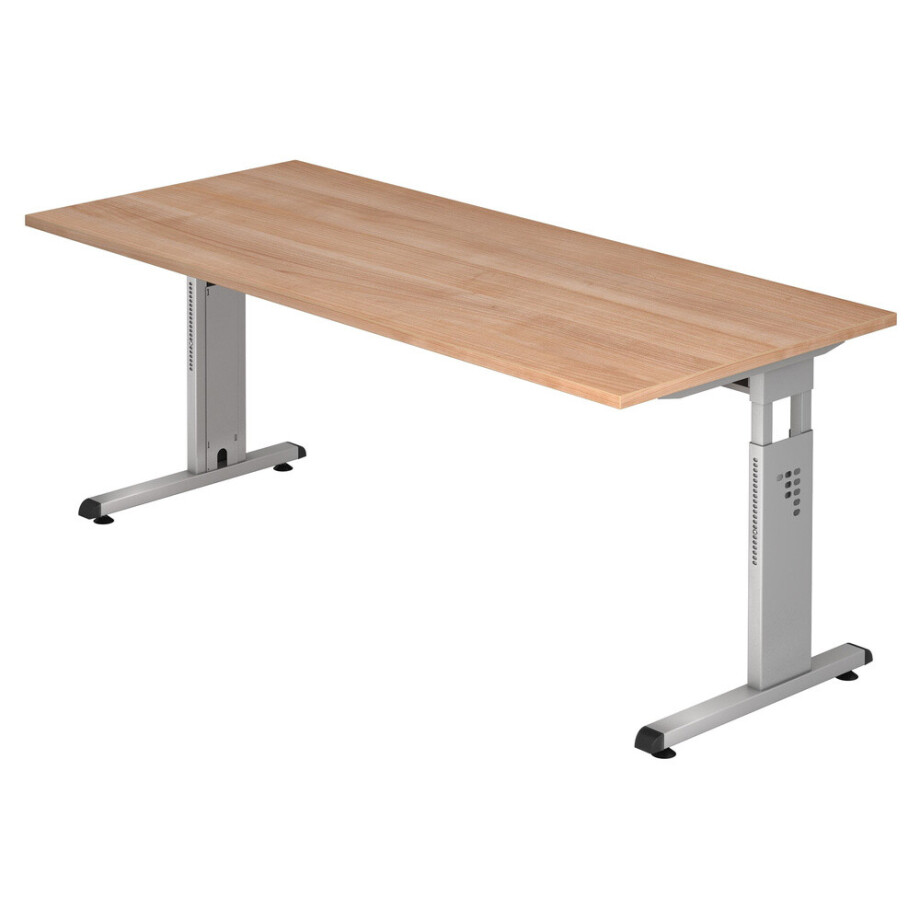 MEGA 19 S | Bureau - 180 x 80 Walnoot/Zilver Tafelhoogte I In hoogte verstelbaar afbeelding 1