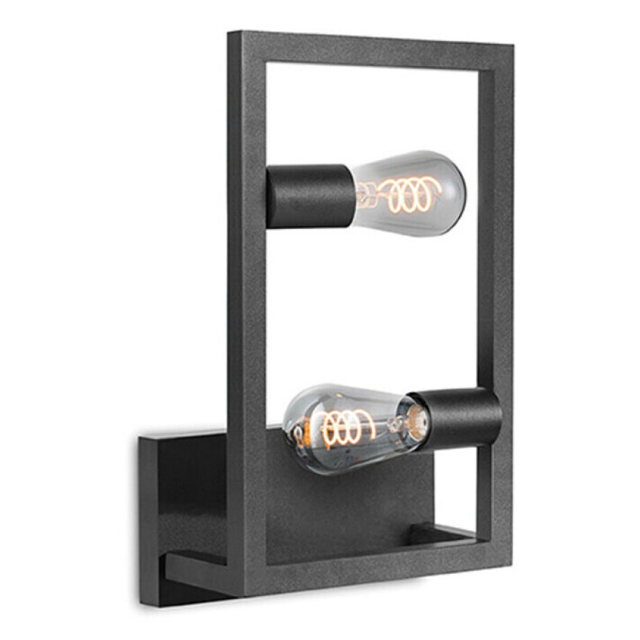 LABEL51 Wandlamp 'Quadrato' 2-lamps, kleur Zwart afbeelding 1