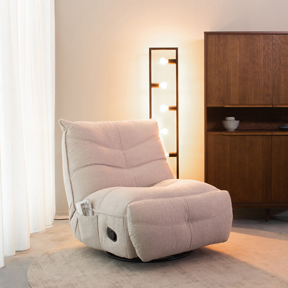 LABEL51 Relaxfauteuil 'Take It Easy' Bouclé, kleur Naturel afbeelding 1